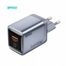 BWOO Cargador Rápido Gan 45W Doble Puerto Usb-c Gris (BO-CDA240)