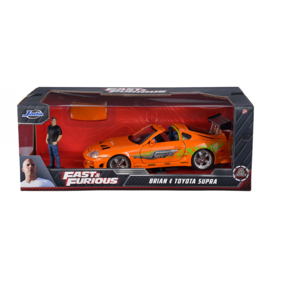 Réplica Toyota Supra con Figura Brian a Todo Gas Fast & Furious 1:24  JADA