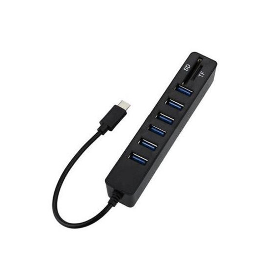 ANDOWL Hub Tipo C/m con 6XUSB 3.0 con Lector Tarjeta Sd y Micro Sd Q-HU300B Negro