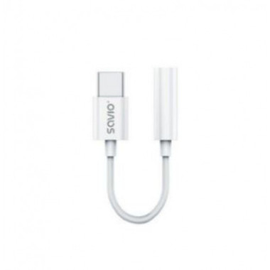 SAVIO Adaptador Usb-c a Mini Jack 3.5 Mm AK-51 Blanco/dac/usb Tipo C/mini Jack 3,5 Mm