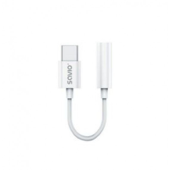 SAVIO Adaptador Usb-c a Mini Jack 3.5 Mm AK-51 Blanco/dac/usb Tipo C/mini Jack 3,5 Mm