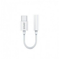 SAVIO Adaptador Usb-c a Mini Jack 3.5 Mm AK-51 Blanco/dac/usb Tipo C/mini Jack 3,5 Mm
