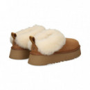 Zueco Pelo Plat. ante Cuero  UGG
