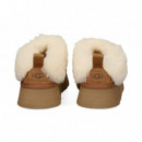 Zueco Pelo Plat. ante Cuero  UGG