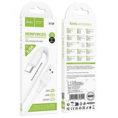 Cable Hoco X120 USB-A a USB-C de 1 Metro, Blanco