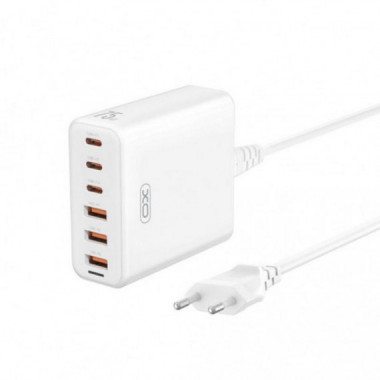 Cargador de Corriente XO L133 GaN con 6 Puertos (3 USB-A, 3 USB-C) 75W