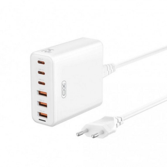 Cargador de Corriente XO L133 GaN con 6 Puertos (3 USB-A, 3 USB-C) 75W