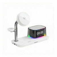 Estación de Carga Inalámbrica 5 en 1 XO CX045 Blanca con Altavoz BLUETOOTH y Led