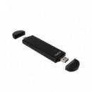 Caja Externa TooQ SSD M.2 NVMe SATA PCIe USB-A 3.0 USB-C 3.0 Negra (TQE-2240B)