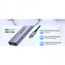 Hub Ugreen CM511 USB-C a 3xUSB-A 3.0/1xHDMI/Lector de Tarjetas Plata (20956A)