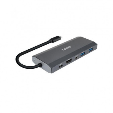 Docking Station TooQ SSD M.2 NVMe SATA PCIe, 2xUSB-A, USB-C, HDMI 4K/60Hz, PD 100W, Gris (TQE-2241G)