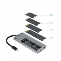 Docking Station TOOQ Ssd M.2 Nvme Sata Pcie, 2XUSB-A, Usb-c, HDMI 4K/60HZ, Pd 100W, Gris (TQE-2241G)