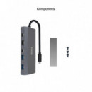 Docking Station TooQ SSD M.2 NVMe SATA PCIe, 2xUSB-A, USB-C, HDMI 4K/60Hz, PD 100W, Gris (TQE-2241G)