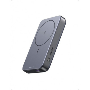 Mini Power Bank Ugreen 10000mAh PD 20W Inal&aacute;mbrico USB-C MagSafe Gris (15086)