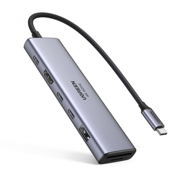 Hub Ugreen Revodok USB-C 7 en 1 con HDMI 4K y Lector SD Gris (45521)