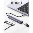 Replicador de Puertos Ugreen USB-C con HDMI, Ethernet, USB 3.0 y PD 100W Gris (UG10919)