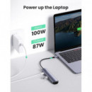 Replicador de Puertos Ugreen USB-C con HDMI, Ethernet, USB 3.0 y PD 100W Gris (UG10919)