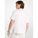 Camiseta de punto liso en algodón con gráfico "color block" de Michael Kors