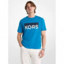 Camiseta de punto liso en algodón con gráfico "color block" de Michael Kors