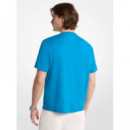 Camiseta de punto liso en algodón con gráfico "color block" de Michael Kors