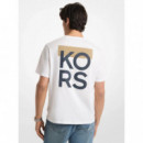 Camiseta de punto liso en algodón con logotipo gráfico en la espalda de Michael Kors