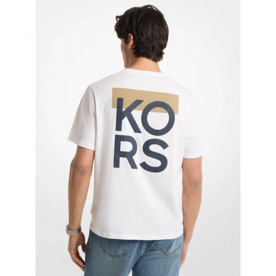 Camiseta de punto liso en algodón con logotipo gráfico en la espalda de Michael Kors