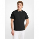 Camiseta de Algodón con Logotipo Bordado en el Cuello de MICHAEL KORS
