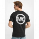 Camiseta de Punto Liso en Algodón con Gráfico "static" de MICHAEL KORS