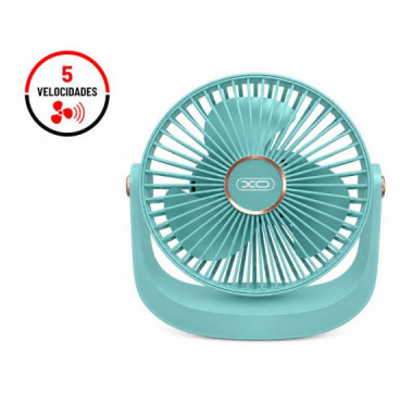 Ventilador Port&aacute;til con Iluminaci&oacute;n Ajustable 1.200MAH Azul XO