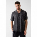 Camisa de manga corta y estampado Wavy Logo de Guess