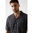 Camisa de manga corta y estampado Wavy Logo de Guess