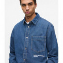 KLJ REGULAR DENIM SHIRT DARK BLUE