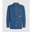 KLJ REGULAR DENIM SHIRT DARK BLUE