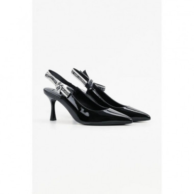 SIENNA RIBBON SLING BLACK PATENT LTHR