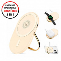 Cargador Inalámbrico Magnetico 3 en 1 Beige XO