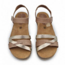Nature Feet Sandalias con una sutil cuña 5803-BEIGE-BUGUI PLATINO