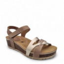 Nature Feet Sandalias con una sutil cuña 5803-BEIGE-BUGUI PLATINO