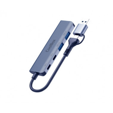 Hub Aluminio COOLBOX HUB4 Lite Usb-c + Adaptador Usb-a