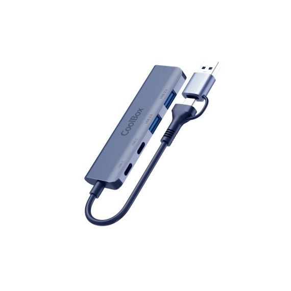 Hub Aluminio COOLBOX HUB4 Lite Usb-c + Adaptador Usb-a