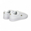 Zapatilla Logo Oro Piel Blanco  LACOSTE