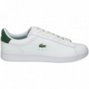 Zapatilla Logo Oro Verde Piel Blanco  LACOSTE