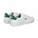 Zapatilla Logo Oro Verde Piel Blanco  LACOSTE