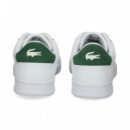 Zapatilla Logo Oro Verde Piel Blanco  LACOSTE