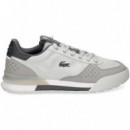 Zapatilla ante Perforado Tejido Gris  LACOSTE