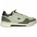 Zapatilla ante Perforado Tejido Verde  LACOSTE