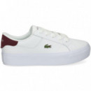 Zapatilla Talon Burdeo Piel Blanco  LACOSTE
