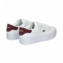 Zapatilla Talon Burdeo Piel Blanco  LACOSTE