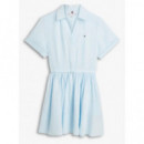 TOMMY HILFIGER - Ess Linen Short Ss Dress - Cyr - F|WW0WW48950/CYR