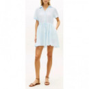 TOMMY HILFIGER - Ess Linen Short Ss Dress - Cyr - F|WW0WW48950/CYR