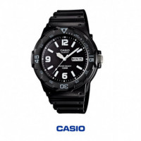 Reloj CASIO MRW-200H-1B2V Analógico Hombre 100M Resistente Al Agua Calendario Día y Fecha Correa Resina Negra